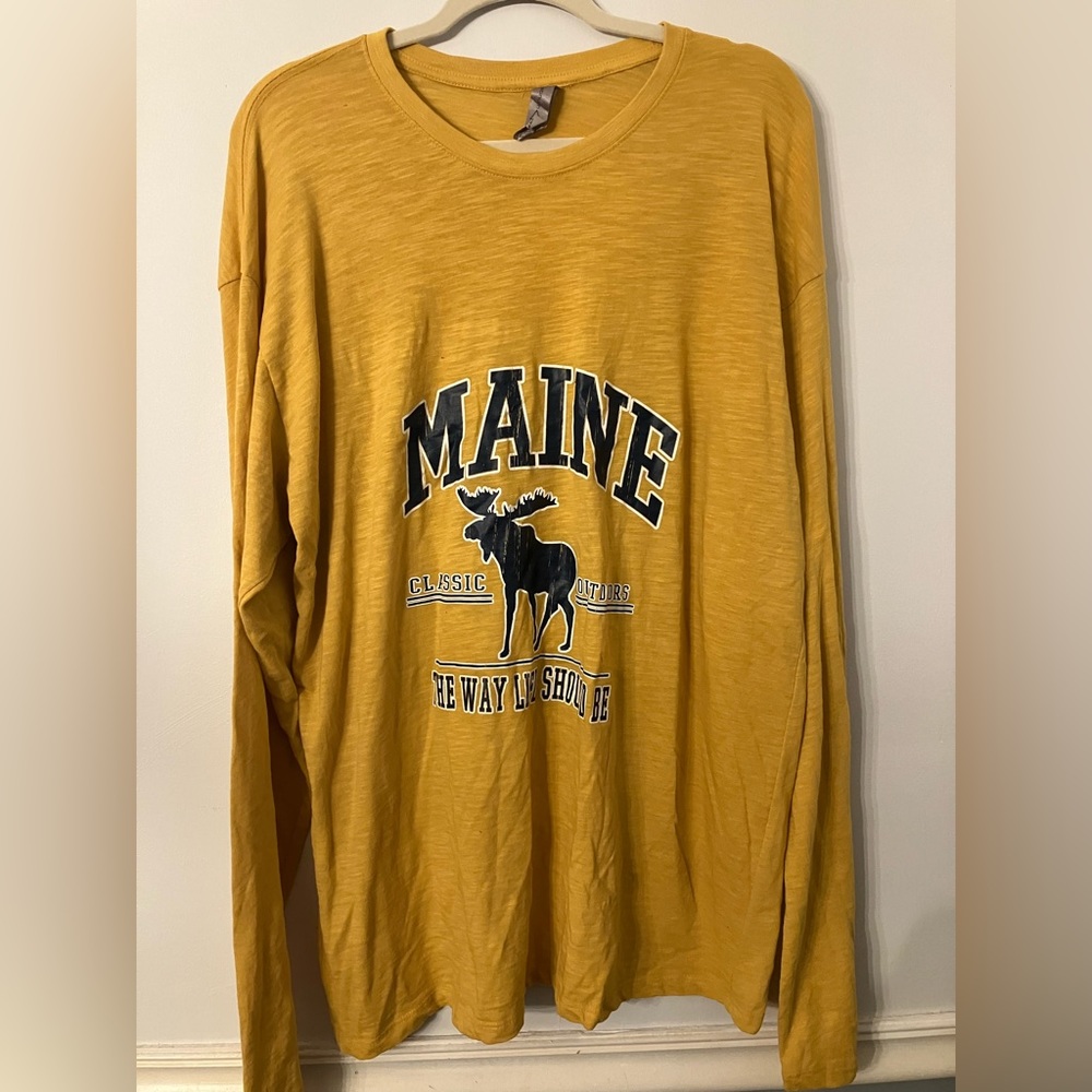 Men’s Long Sleeve Yellow Maine Tee Shirt